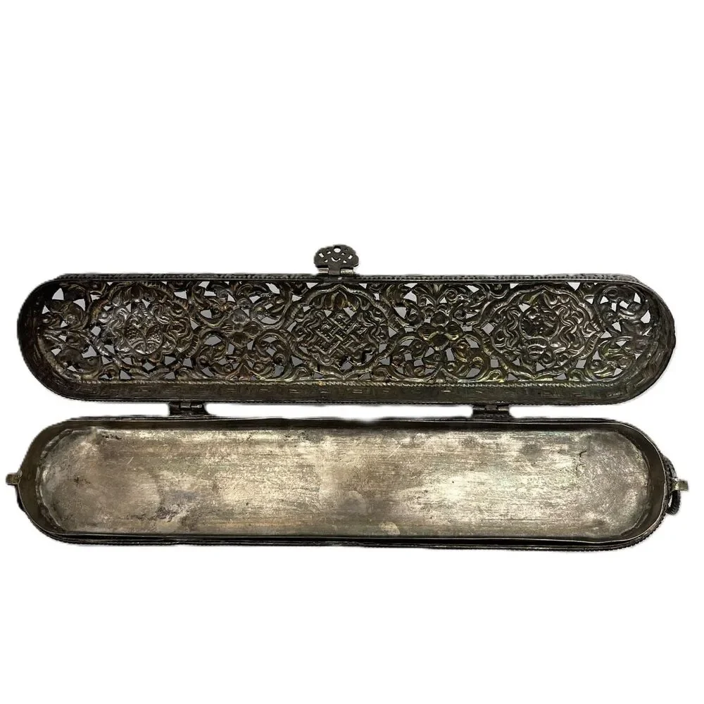 Vintage Silver Plate Incense Holder Trinket Jewelry Box 11